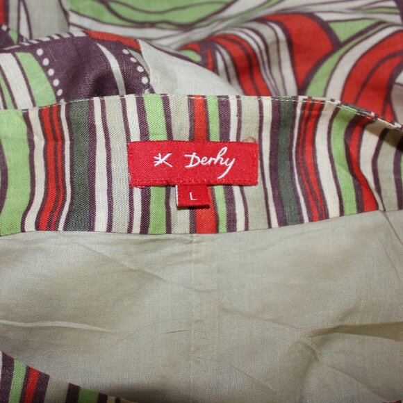 Rene Derhy beige   floral linen blend lined sleeveless side zip dress size Large - Picture 5 of 8